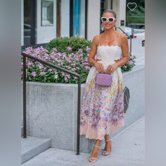 Zimmermann Dresses & Skirts - ZIMMERMANN JUDE SCALLOP MIDI DRESS IN PEACH GRADIENT FLORAL ZIMM SIZE 2 /AU 10